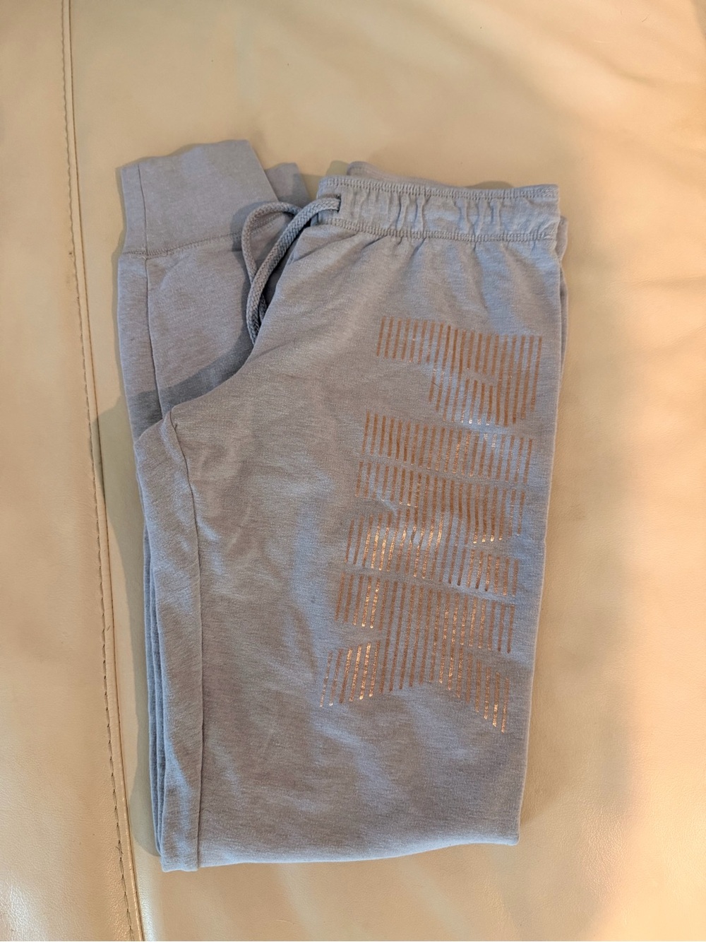 PINK Victoria's Secret Light Gray Joggers with Metallic Logo